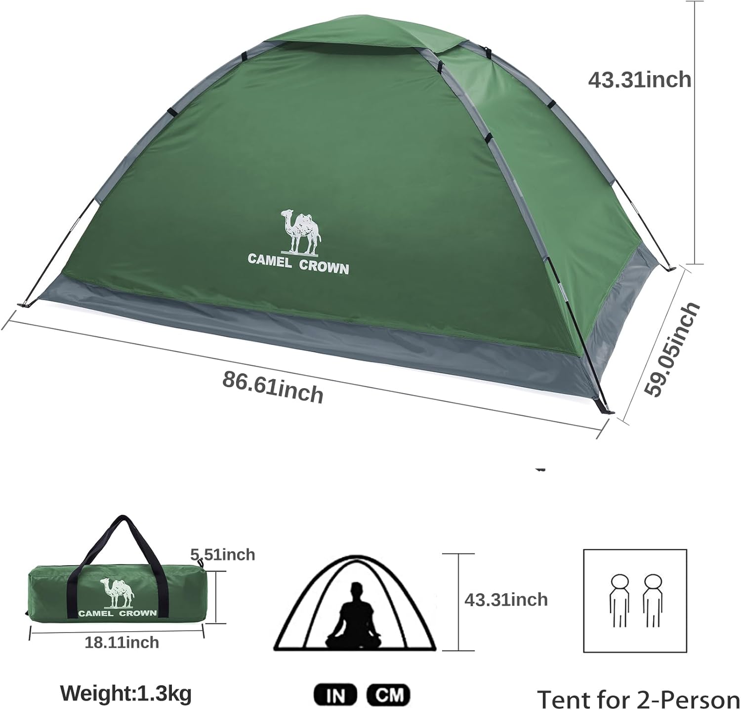 CAMEL CROWN Tents for Camping 2/3/4/5 Person Camping Dome Tent, Waterproof,Spacious, Lightweight Portable Backpacking Tent for Outdoor Camping/Hiking - Image 3