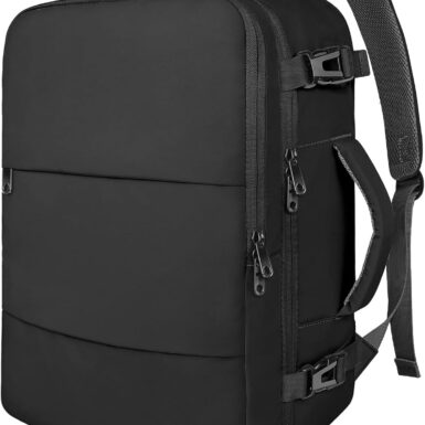 Taygeer Travel Laptop Backpack for Men Women, Airplane Approved Travel Backpack Suitcase with Water Bottle Pocket, Lightweight College 35l Luggage Bag 15.6inch Laptop Mochila Gifts for Business,Black